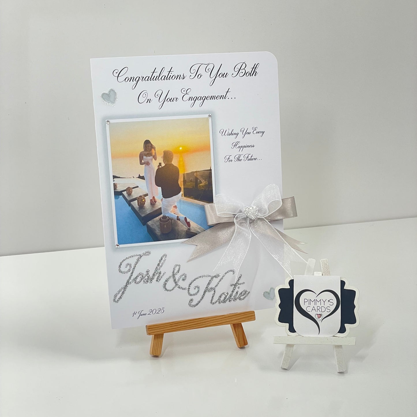 Silver Square Photo Engagement Card