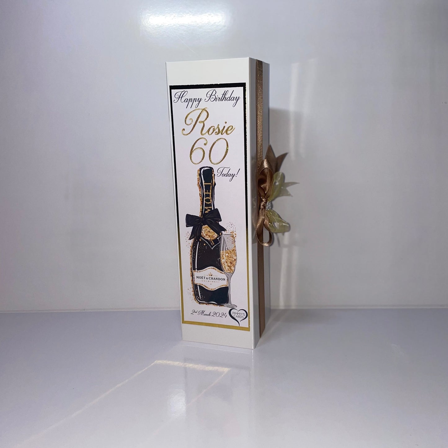 Black & Gold Champagne Bottle Box
