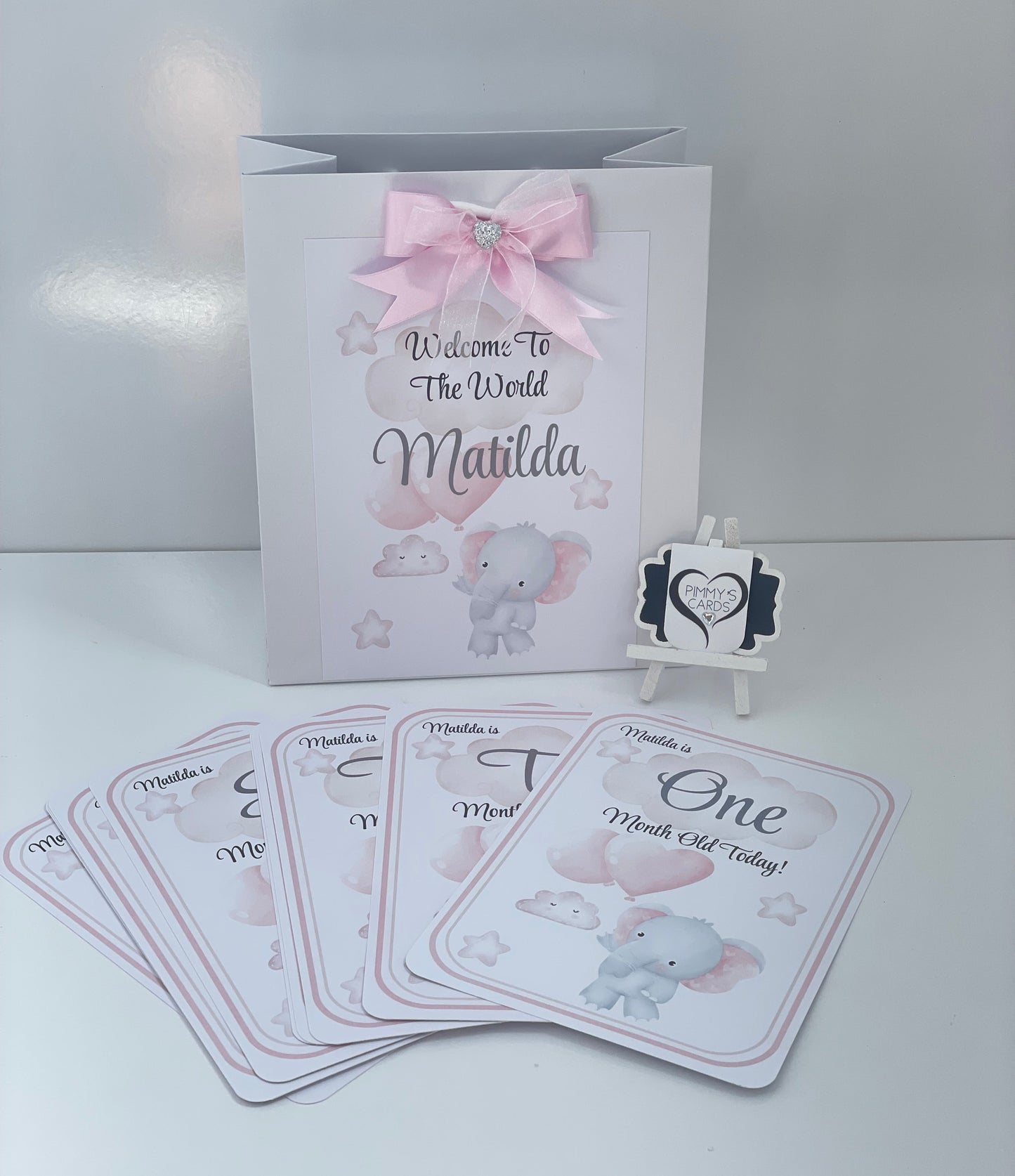 New Born Baby Milestone Bundle- Pink Elephant Theme
