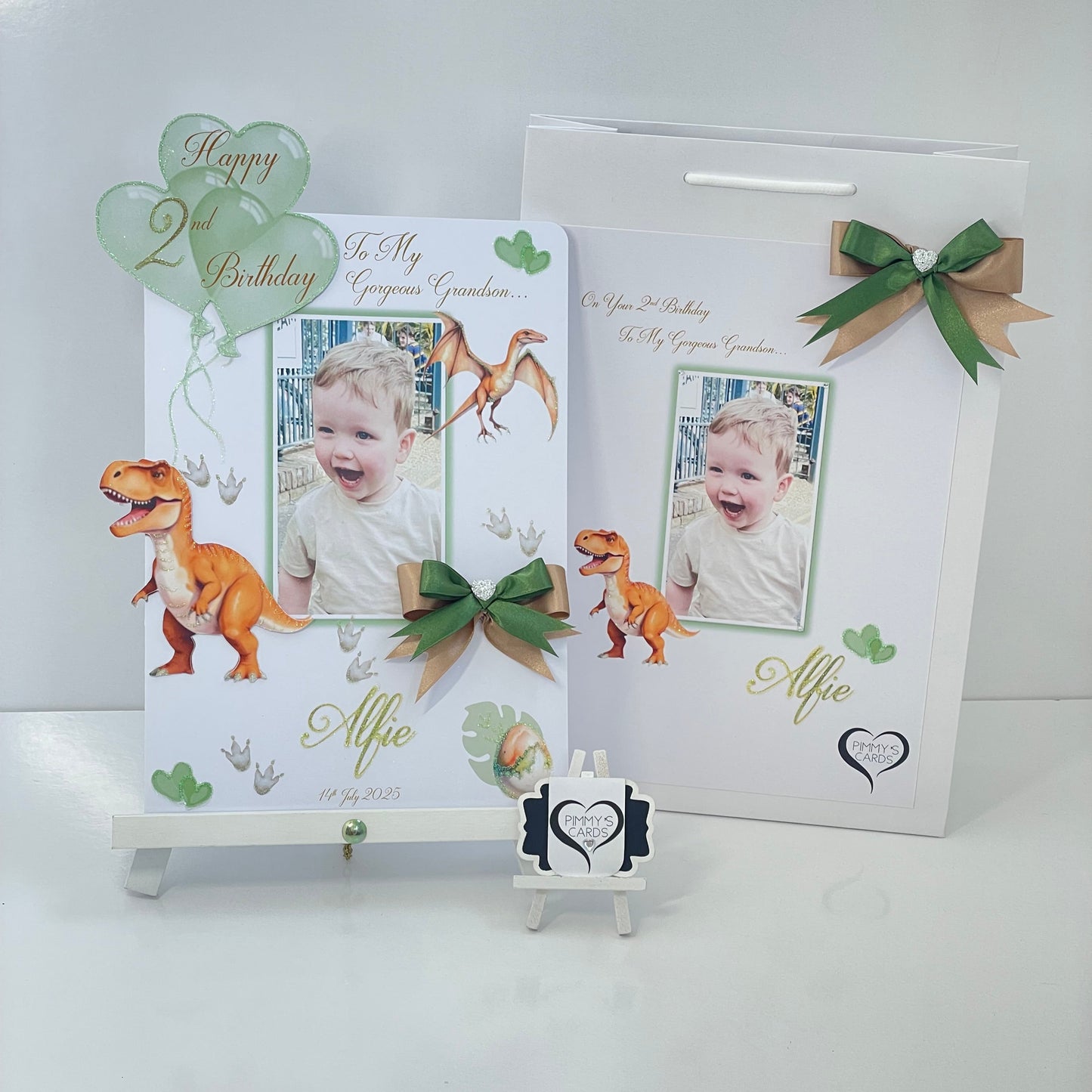 Dinosaur Orange T-Rex Theme Photo 3D Pop Out Card