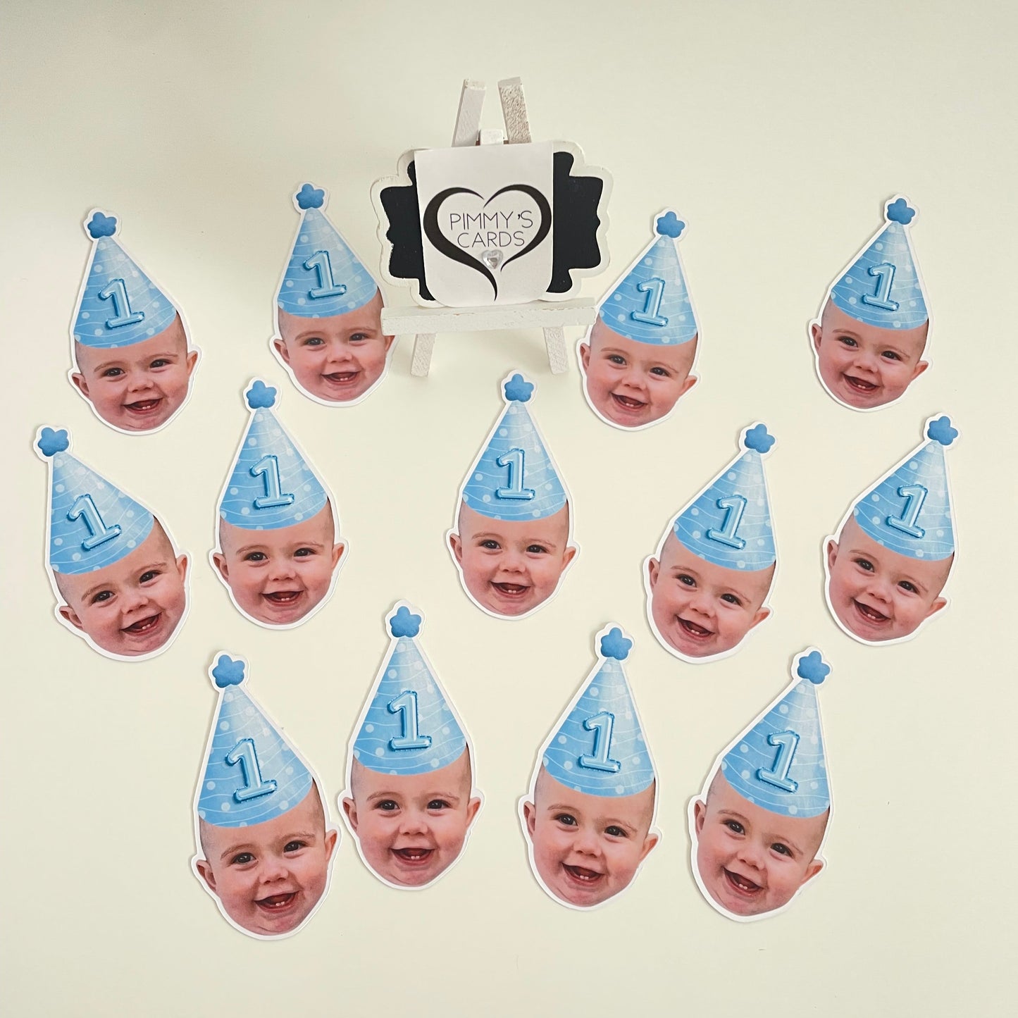 Party Hat Faces Cup Cake Toppers- Pack of 13