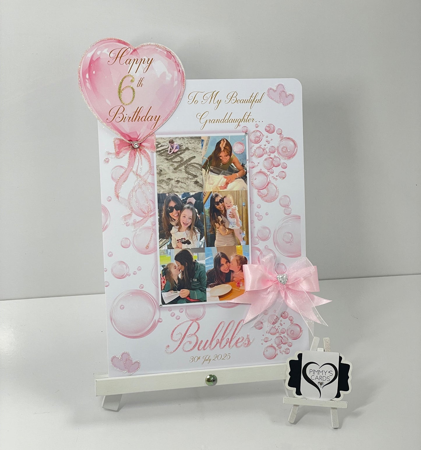 Pink Bubbles Theme Photo 3D Pop Out Card