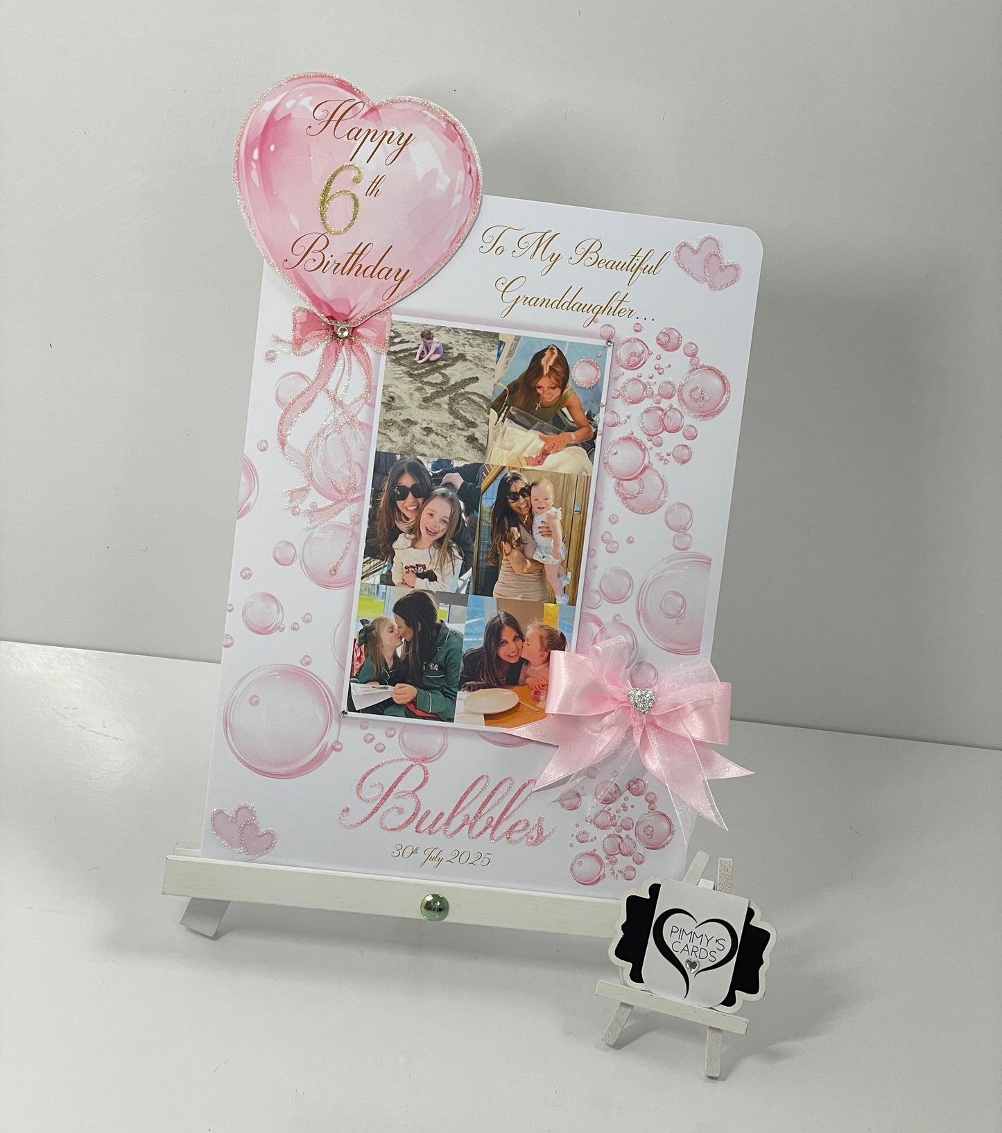 Pink Bubbles Theme Photo 3D Pop Out Card