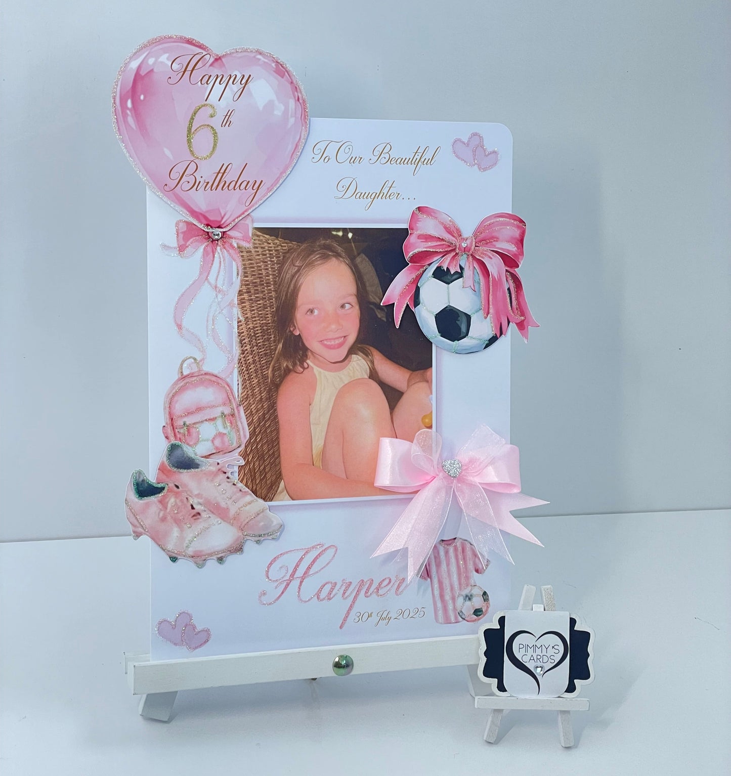 Pink Football Theme Photo 3D Pop Out Card