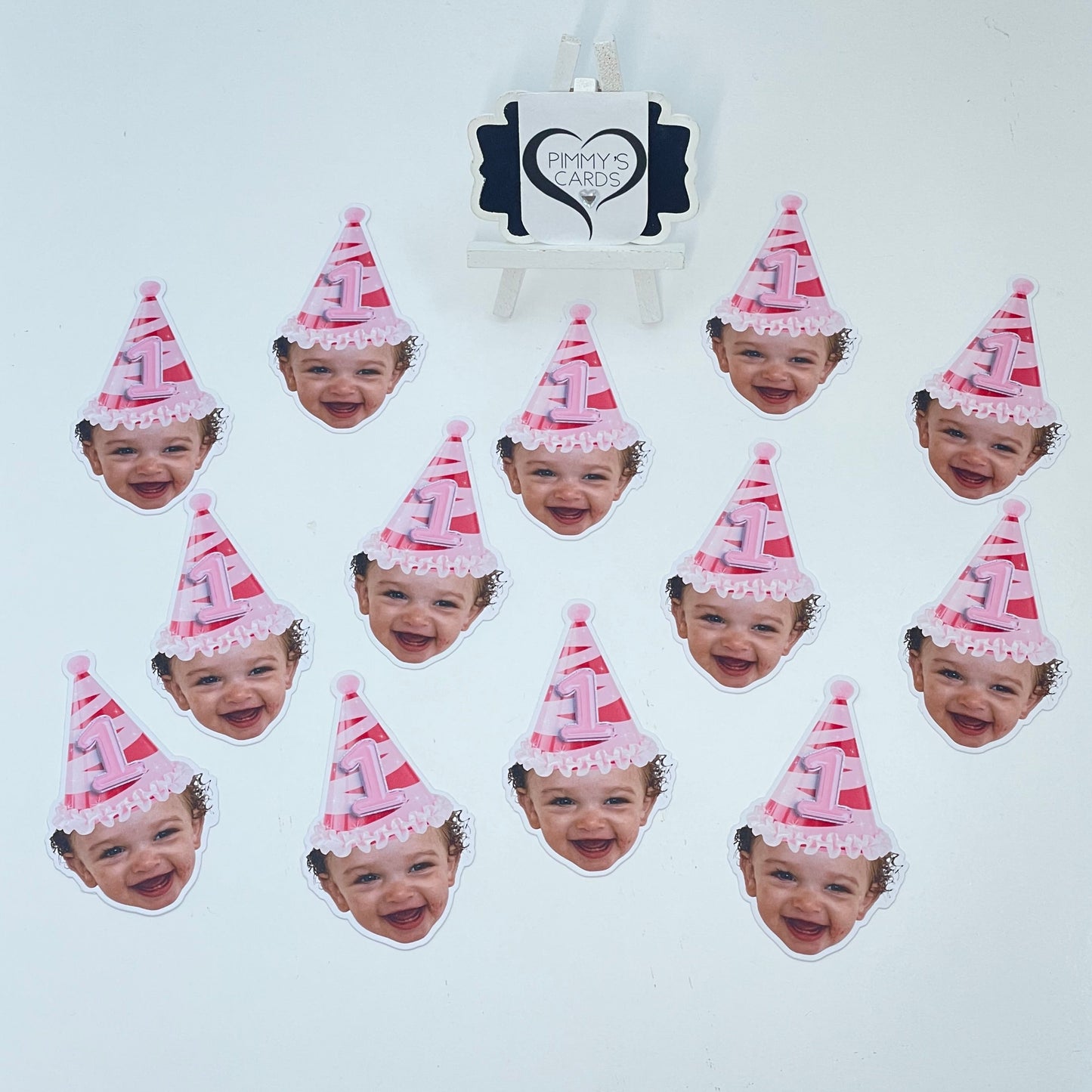 Party Hat Faces Cup Cake Toppers- Pack of 13