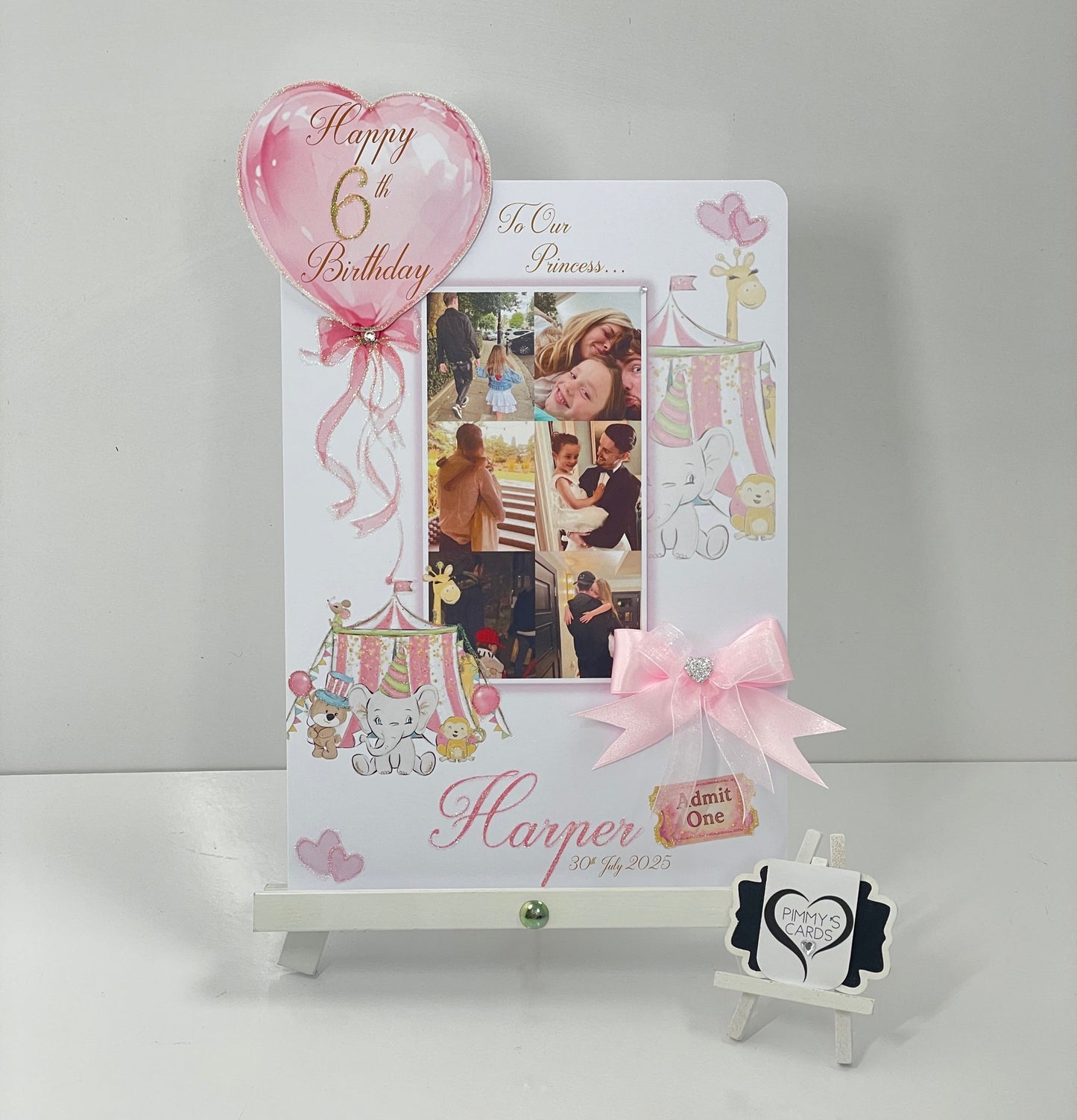 Pink Circus theme photo birthday card
