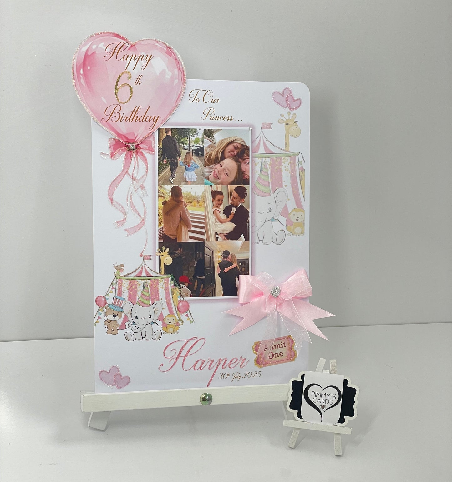 Pink Circus theme photo birthday card