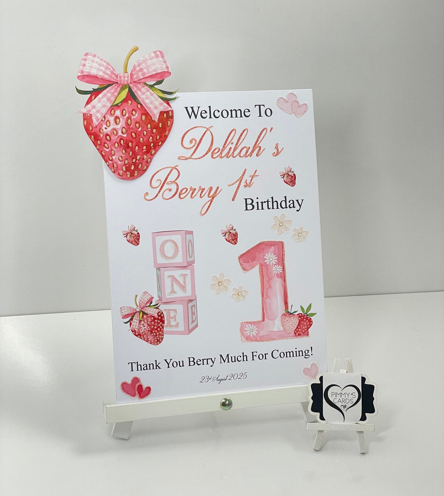 Birthday welcome sign part sign. Berry first birthday sign. first birthday