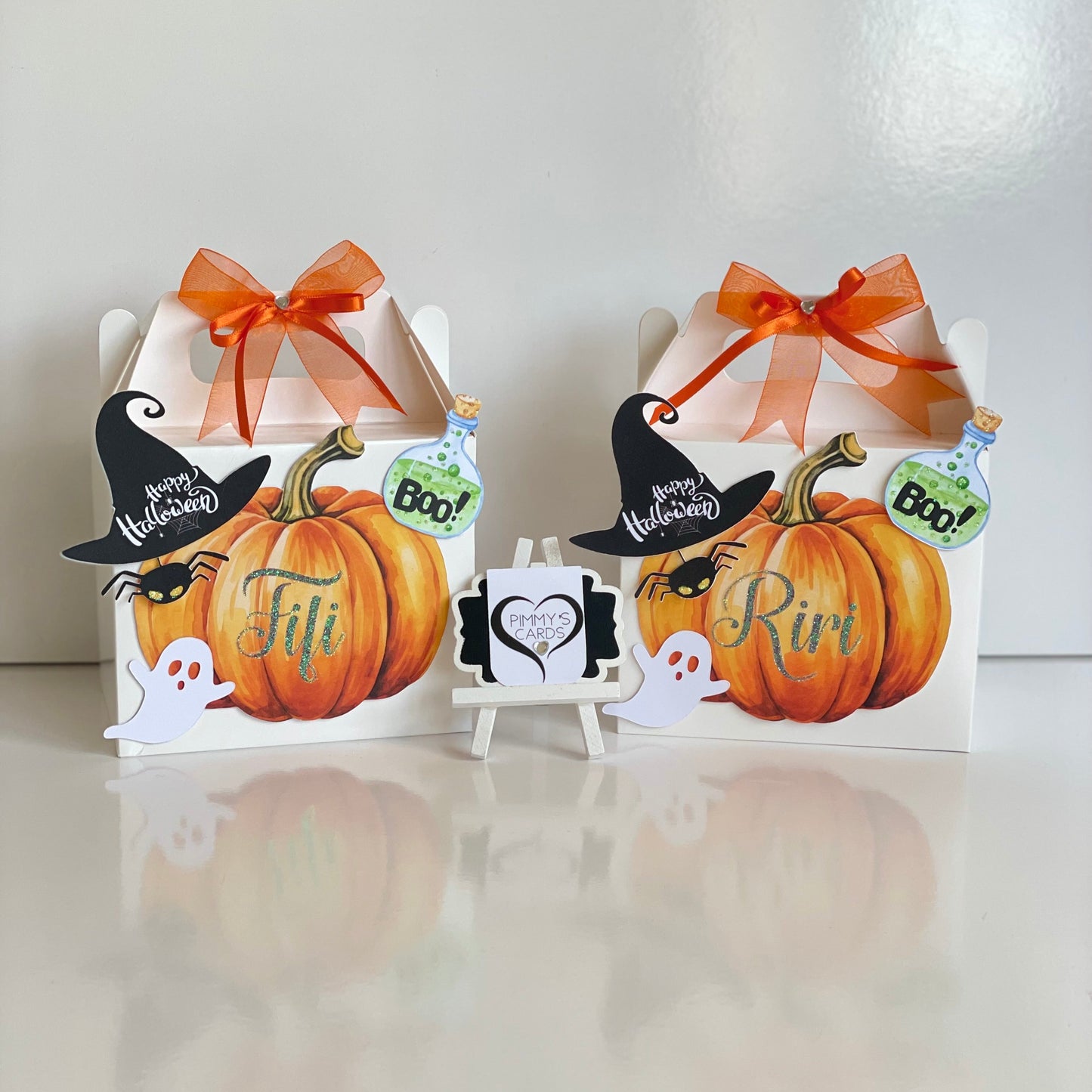 Halloween personalised treat boxes. Halloween gifts. Pumpkins