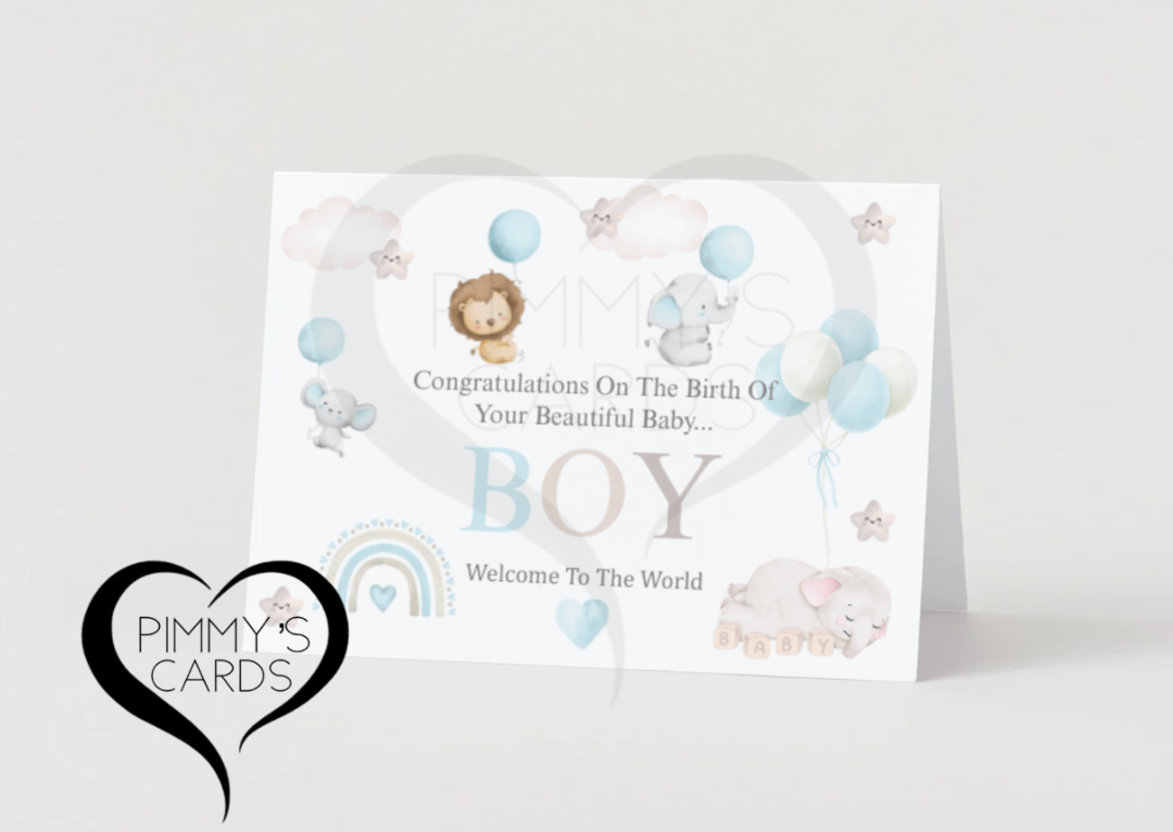 Name New Born Baby Boy-Animal Blue Theme