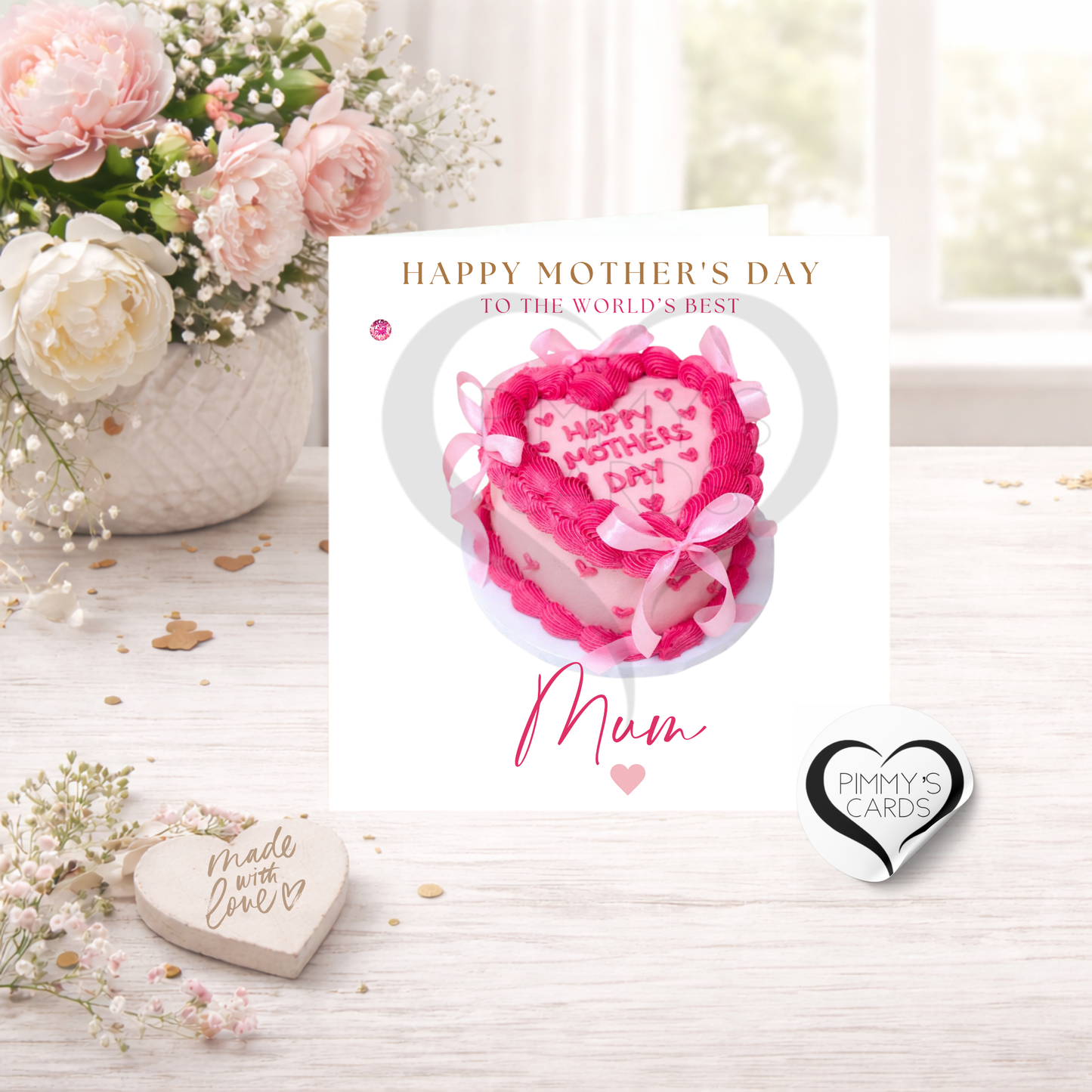 Heart Bow Cake-Mother's Day Classic Card