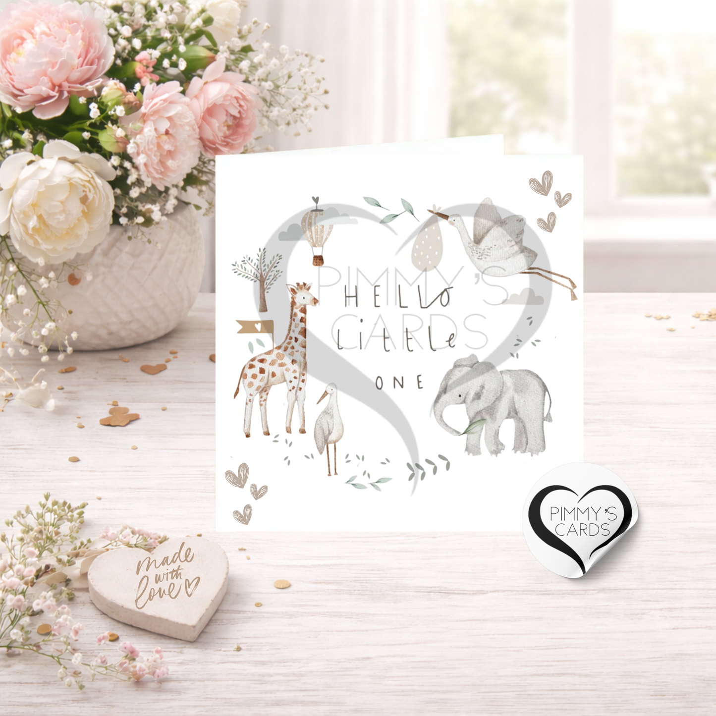 Hello Little One Neutral Animal Theme-Classic Card