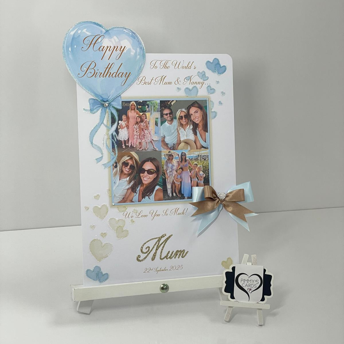 Baby Blue & Gold Theme Photo 3D Pop Out Card