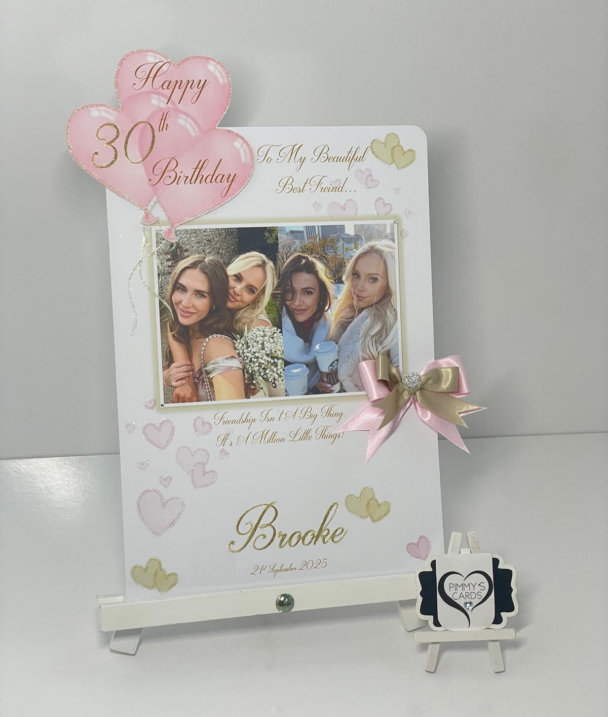 Baby Pink & Gold Theme Photo 3D Pop Out Card