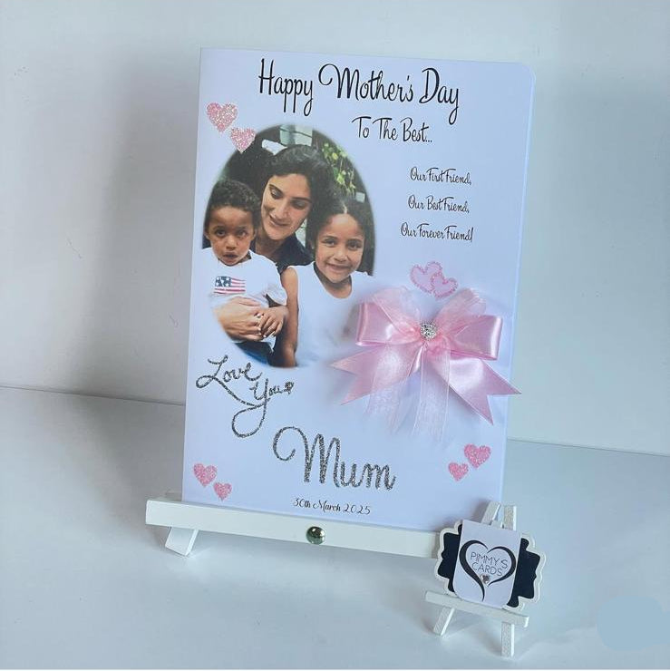 Mother's Day Love you Circle Photo Card Pink Theme