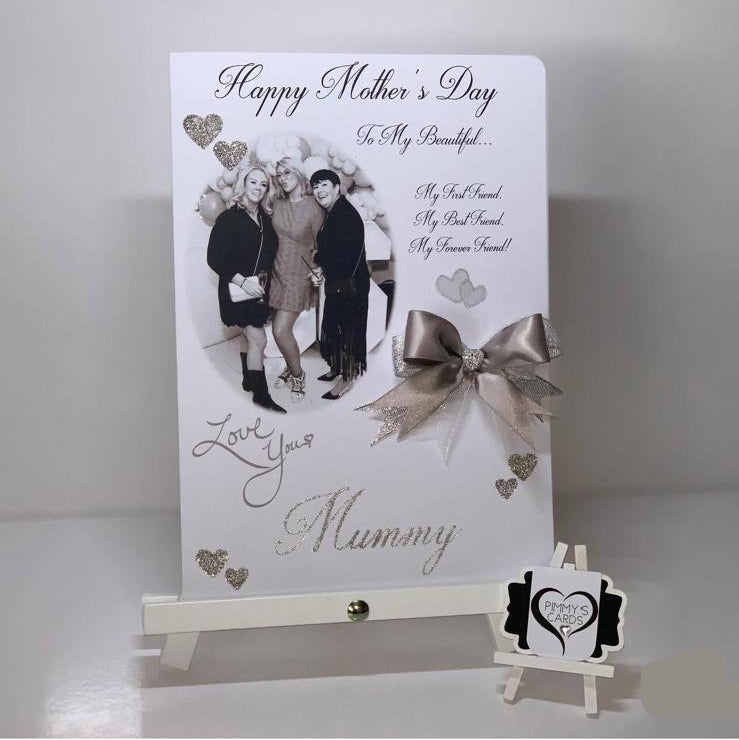 Mother's Day Love you Circle Photo Card Silver Theme