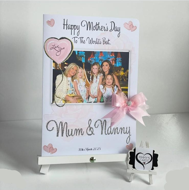 Pink Heart Love You Rose Overlay Photo Card