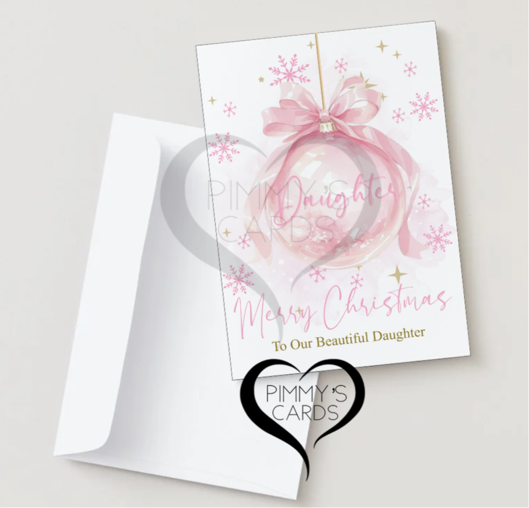 Personalised Christmas Card Pink Ball