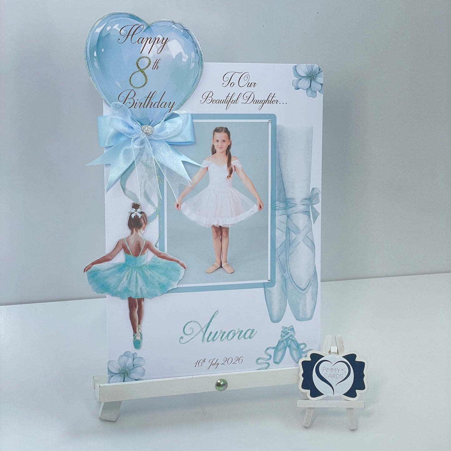 Ballerina Ballet Blue Theme Photo 3D Pop Out Card