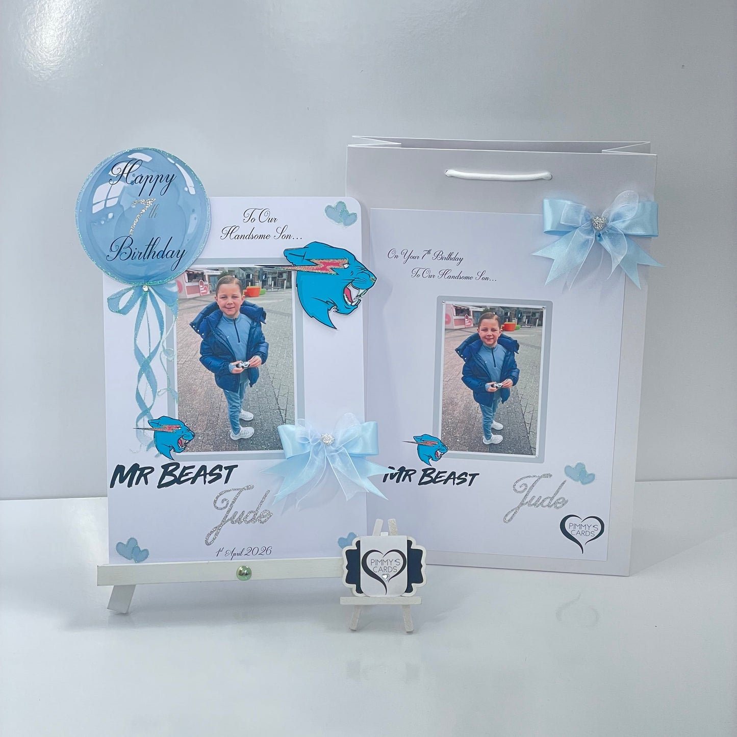 Mr Beast Blue Theme Photo 3D Pop Out Card