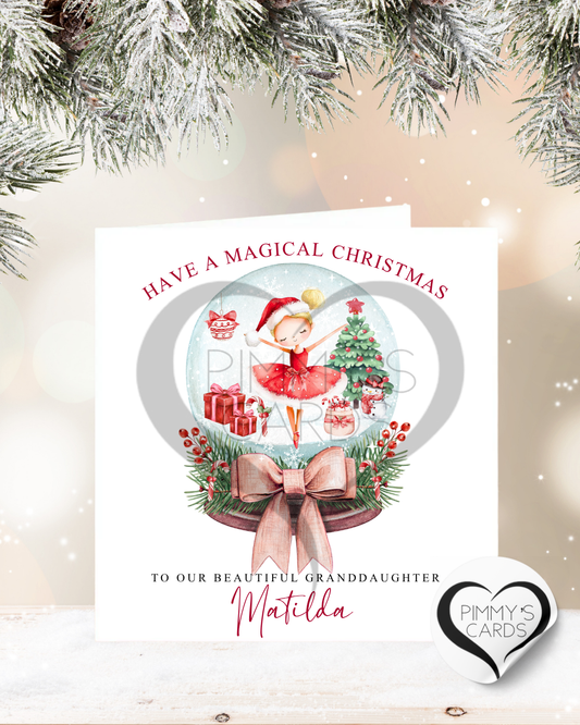 Snow Globe Christmas Girl-Classic Card