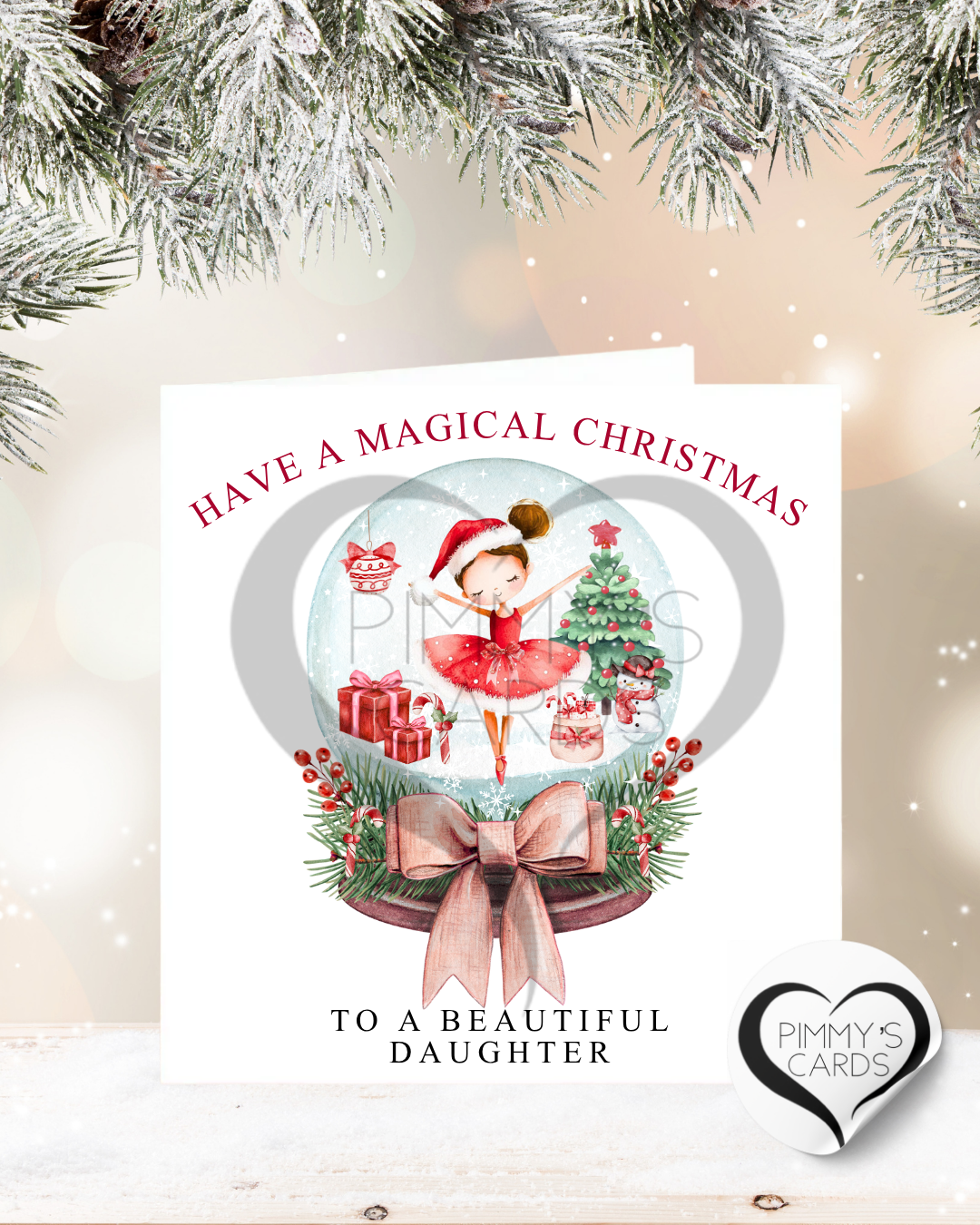 Snow Globe Christmas Girl-Classic Card