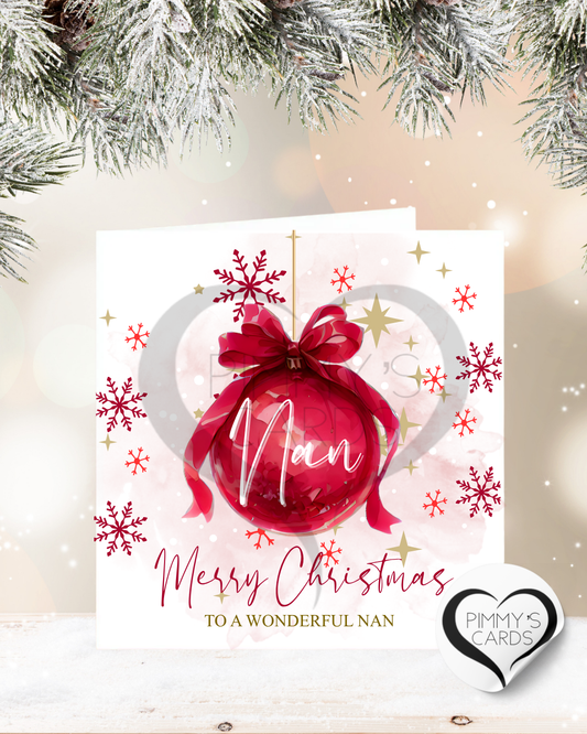 Red Bow Christmas Ball-Classic Card