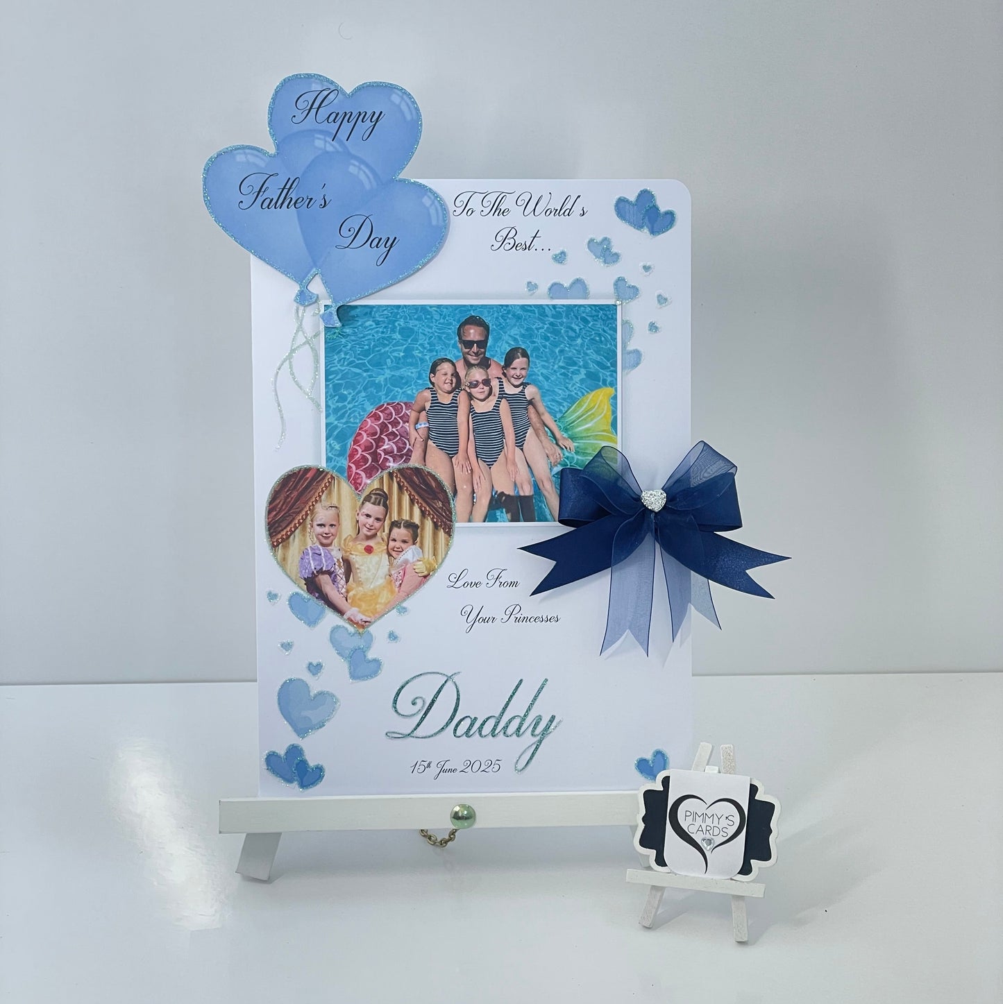 Navy Blue Heart Balloons Scattered Hearts Theme Photo 3D Pop Out Card- Father’s Day