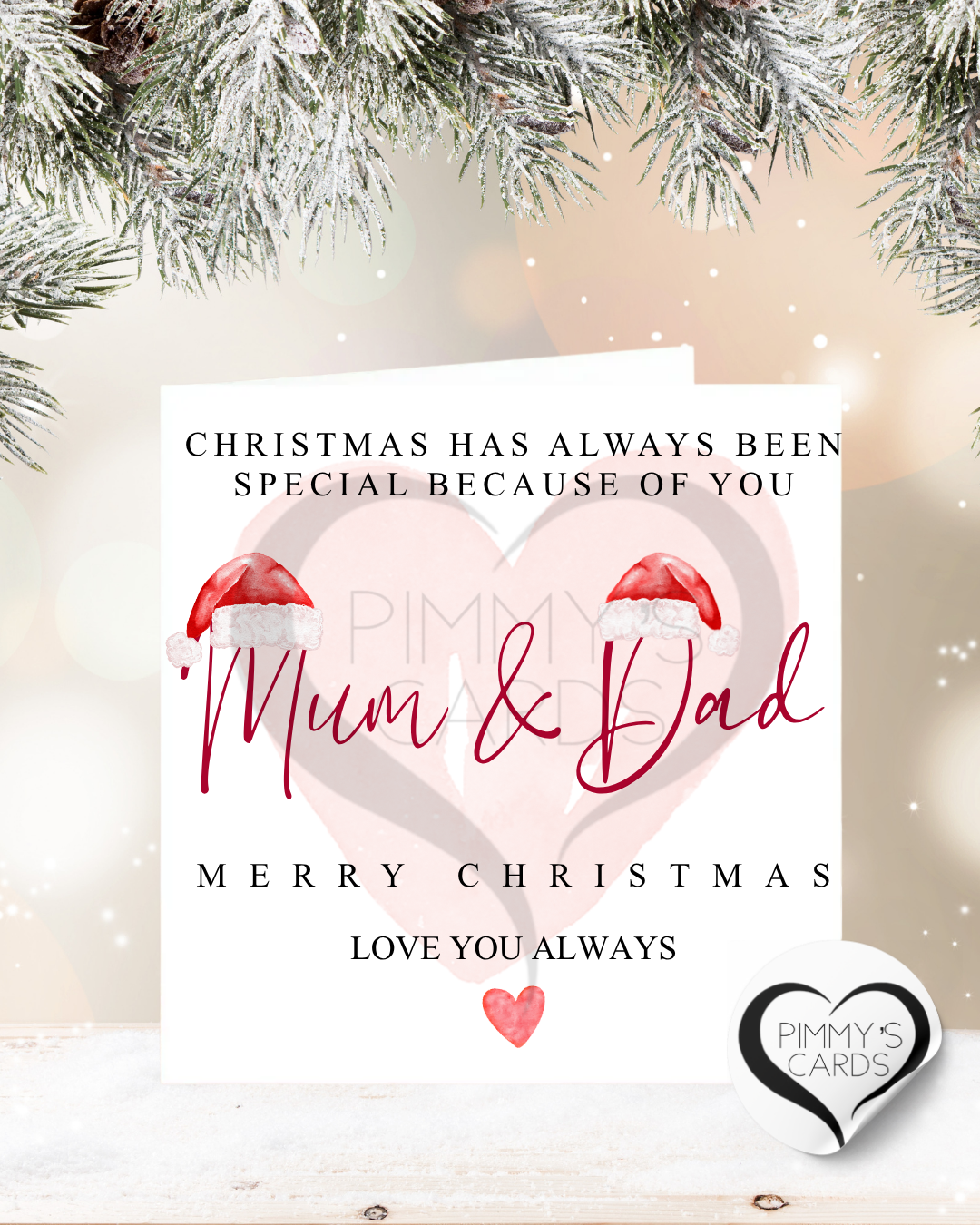 Personalised Christmas cards, handmade Christmas cards. Christmas card for mum & Dad