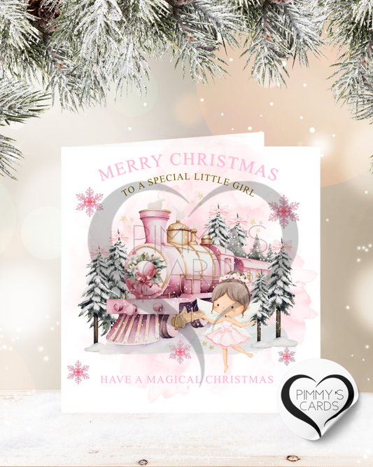 Personalised Christmas cards, handmade Christmas cards. Pink Christmas cards. Children's Christmas cards 