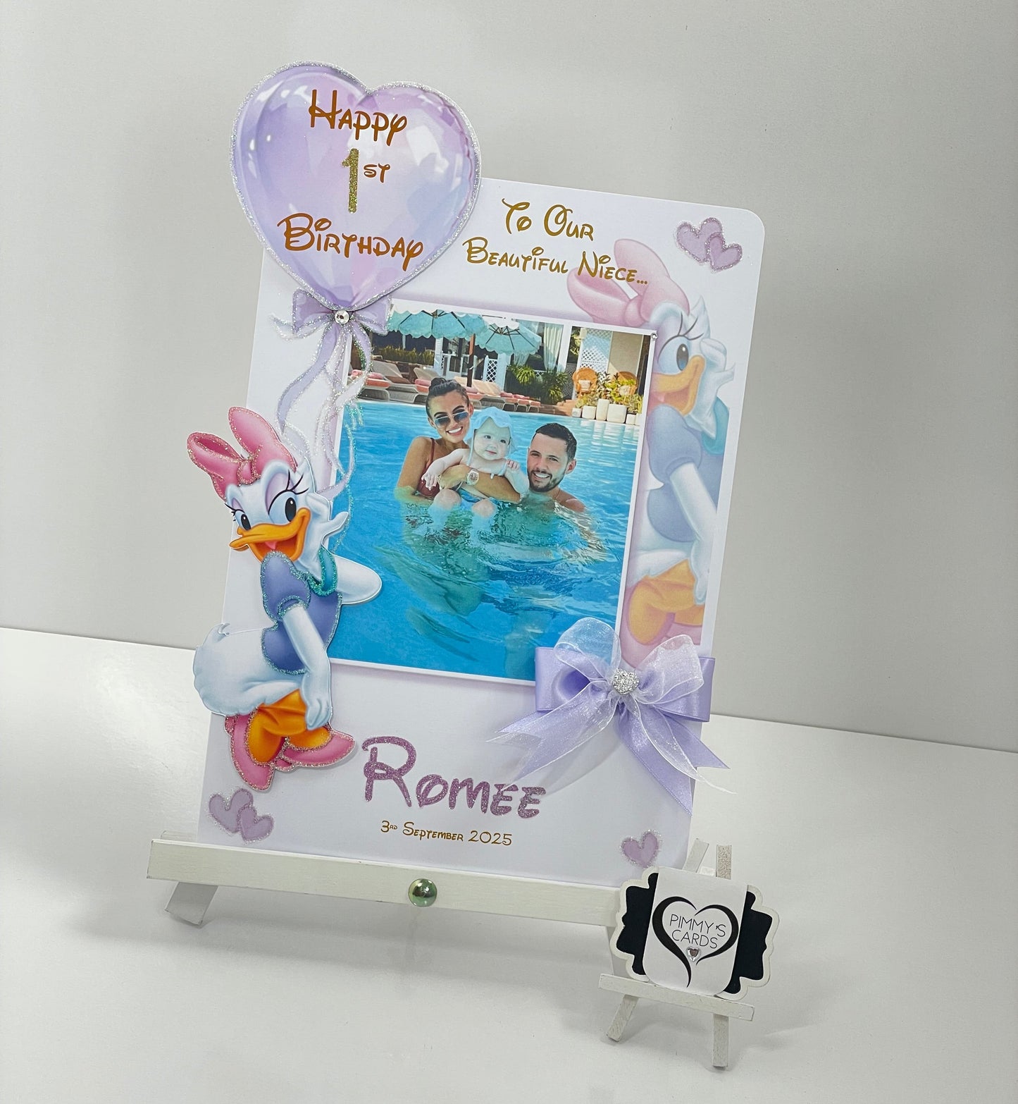 Daisy Duck Lilac Theme Photo 3D Pop Out Card