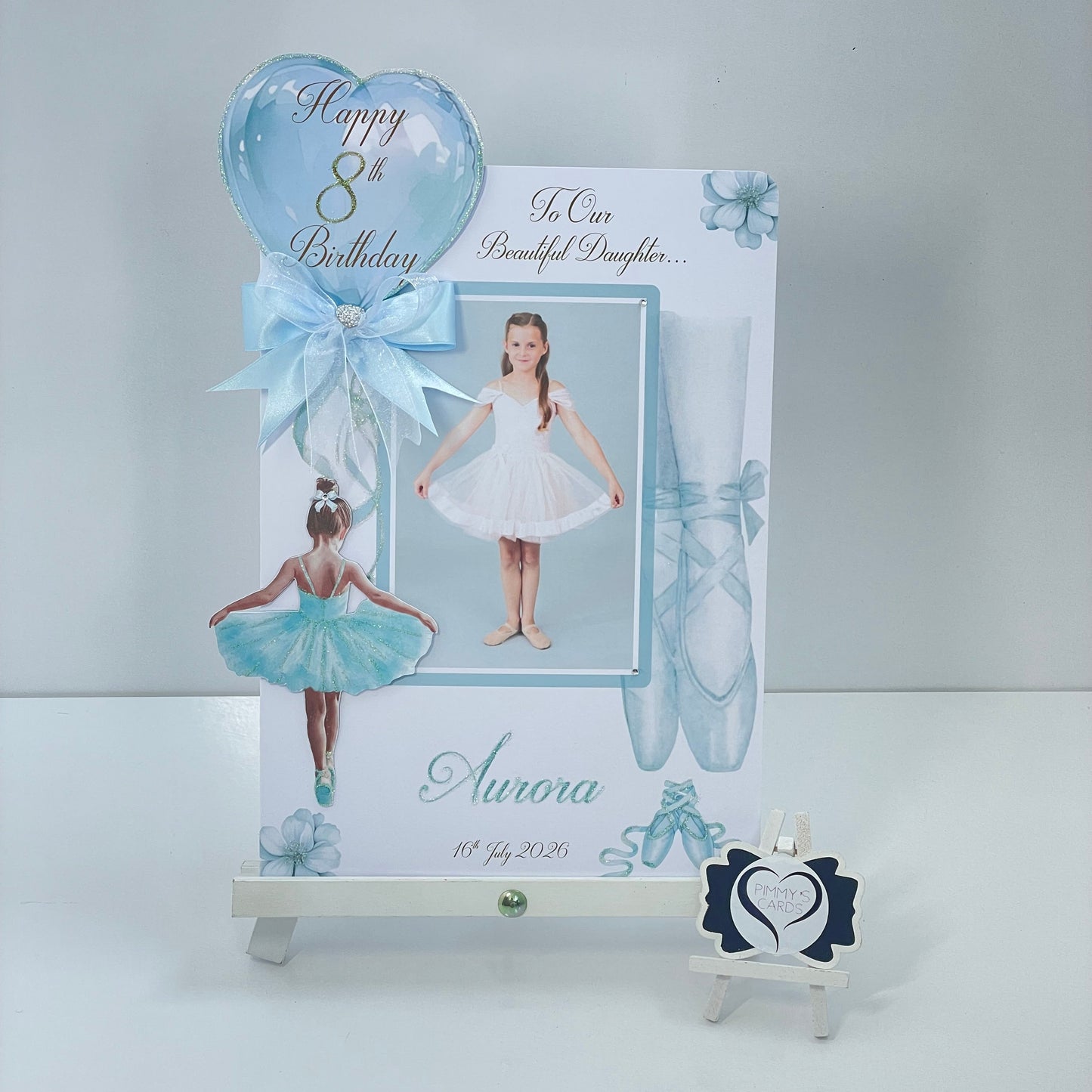 Ballerina Ballet Blue Theme Photo 3D Pop Out Card