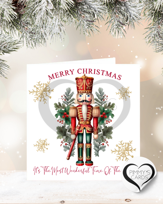 Personalised Christmas cards, handmade Christmas cards. Nutcracker Christmas card.