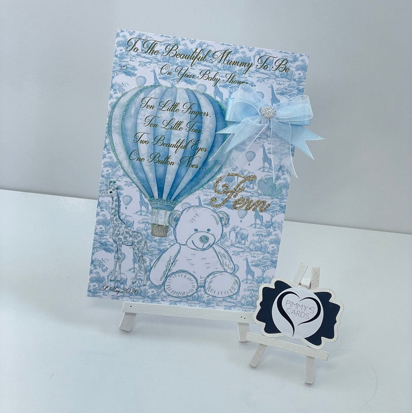 Blue Toile Hot Air Balloon & Teddy Theme