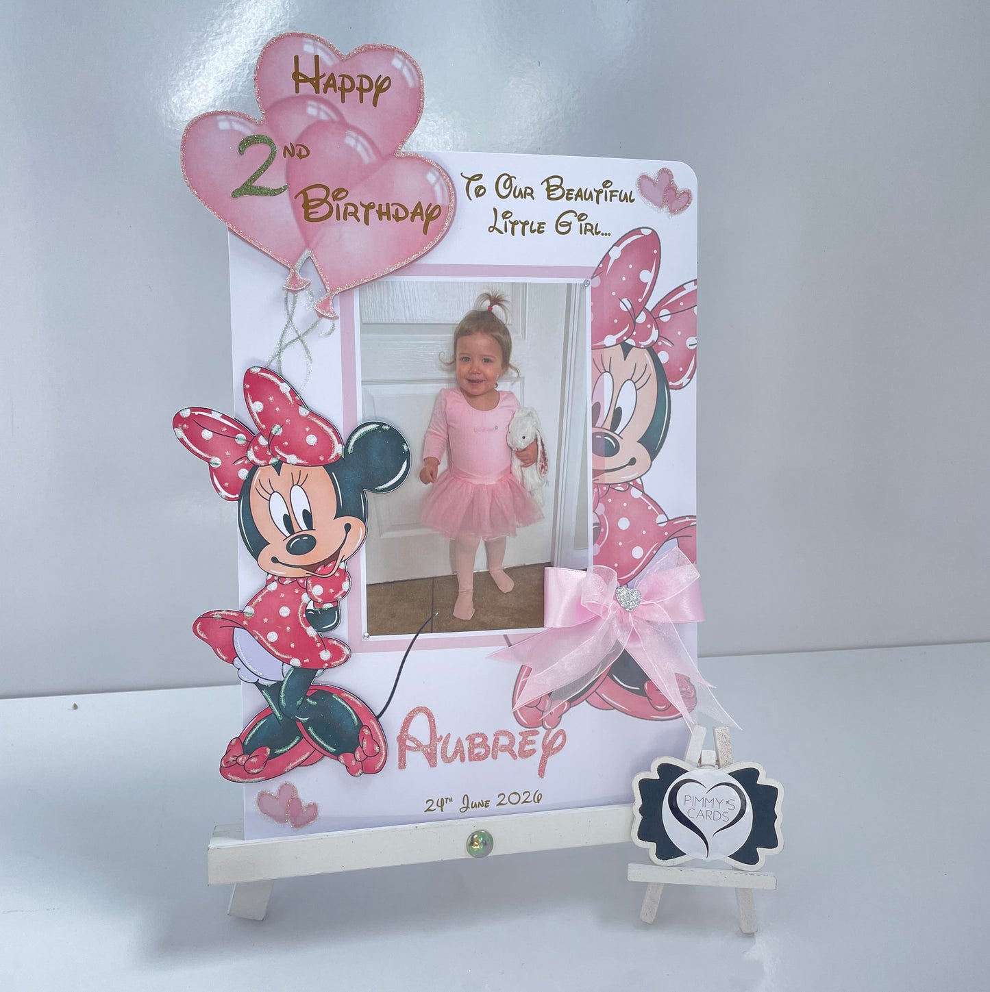 Minnie Mouse Pink Theme Photo 3D Pop Out Card