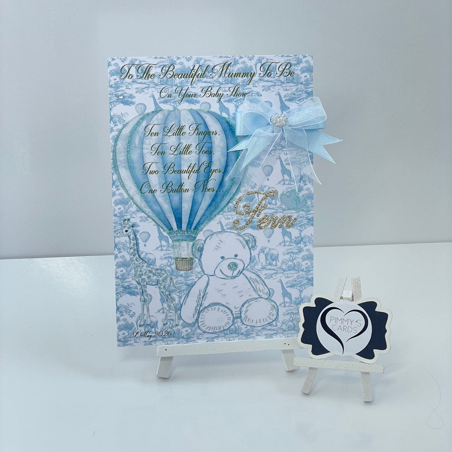 Blue Toile Hot Air Balloon & Teddy Theme