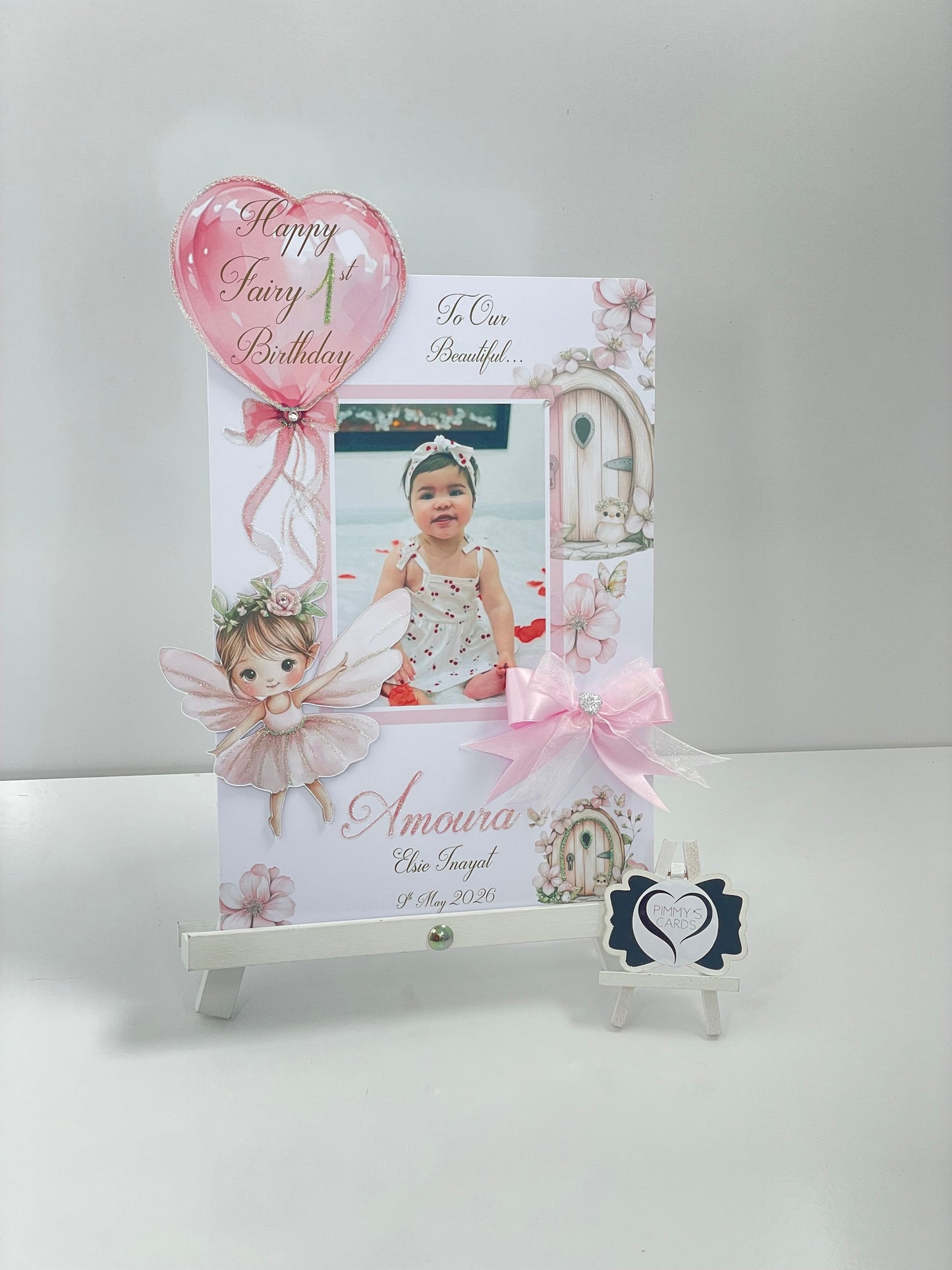 Fairy First Birthday Theme Photo 3D Pop Out Card