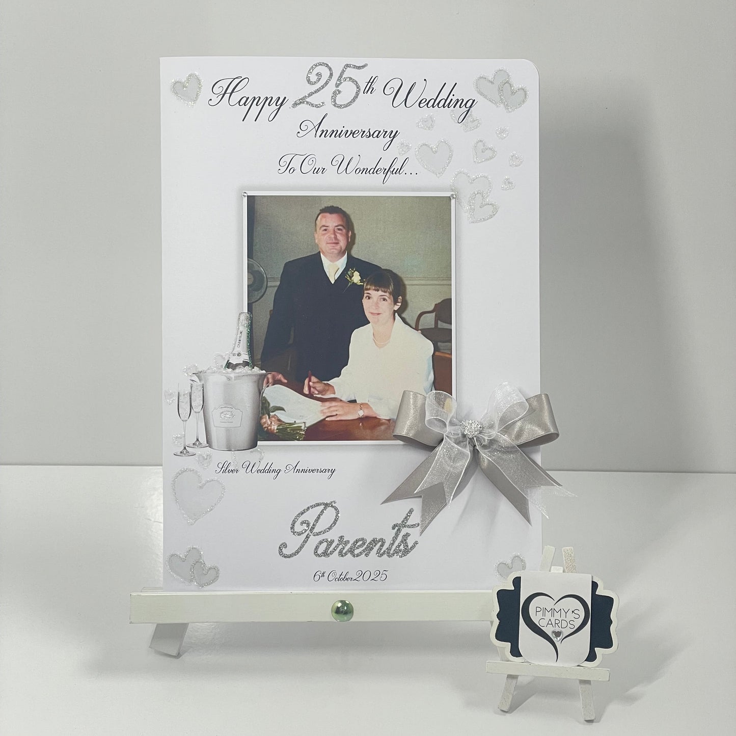 Silver Champagne Bucket Anniversary Photo Card