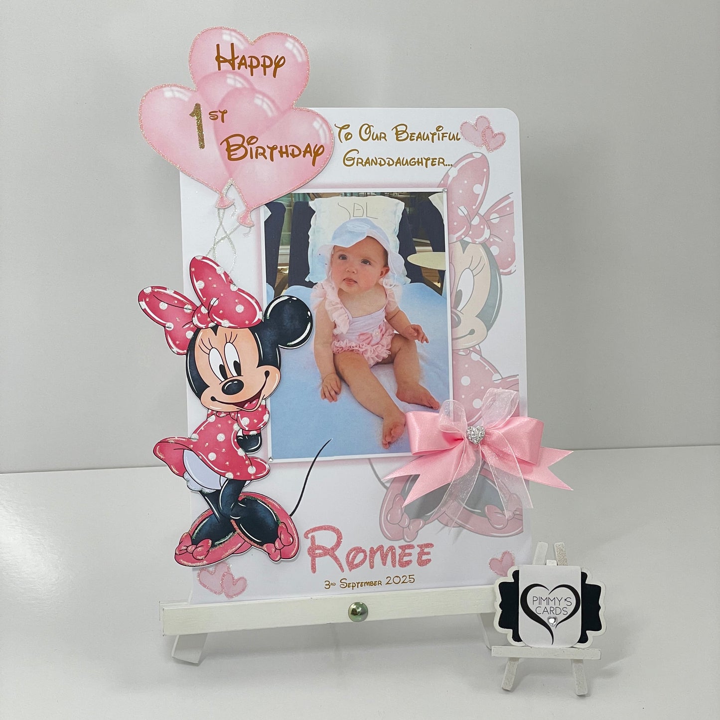 Minnie Mouse Pink Theme Photo 3D Pop Out Card