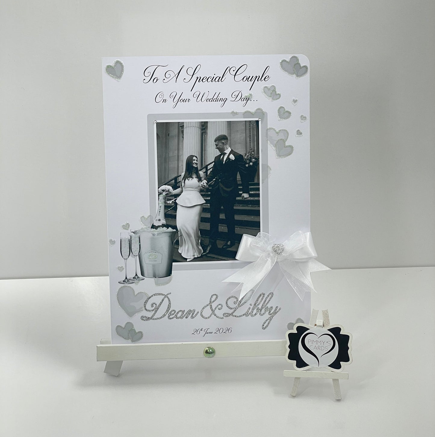 Silver Champagne Bucket Wedding Photo Card