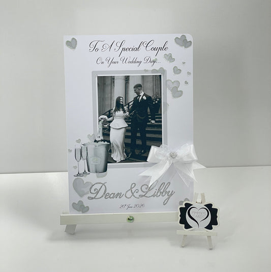 Silver Champagne Bucket Wedding Photo Card
