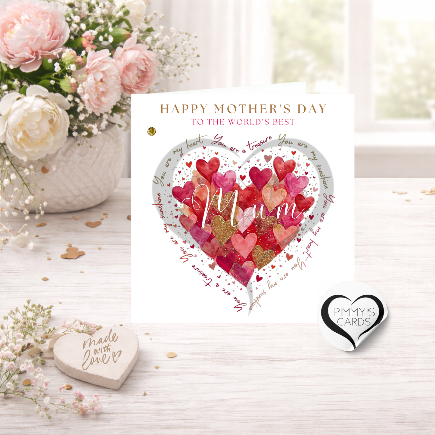 Scattered Heart With Wording- Mother's Day Classic Card
