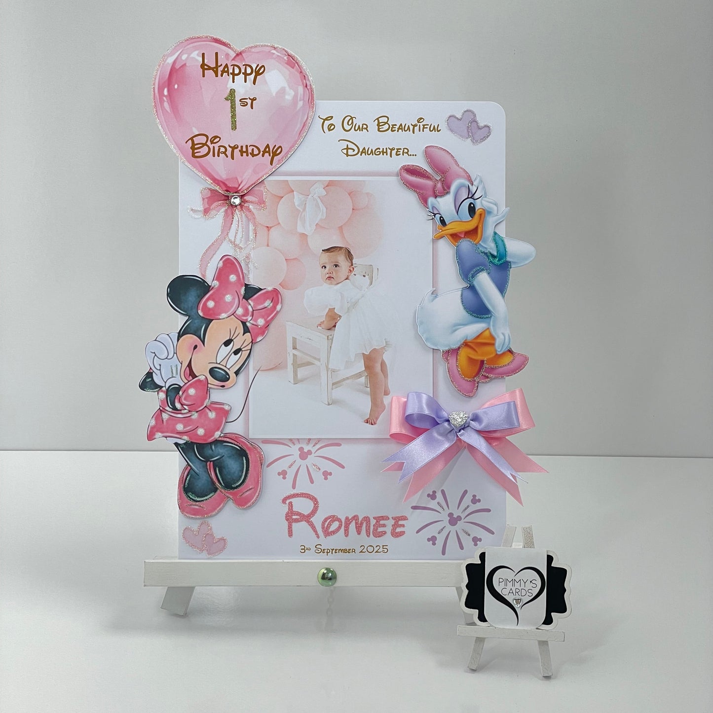 Minnie Mouse & Daisy Duck Pink & Lilac Theme Photo 3D Pop Out Card
