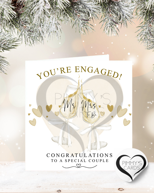 You're Engaged Cheers Bow Glasses-Classic Card