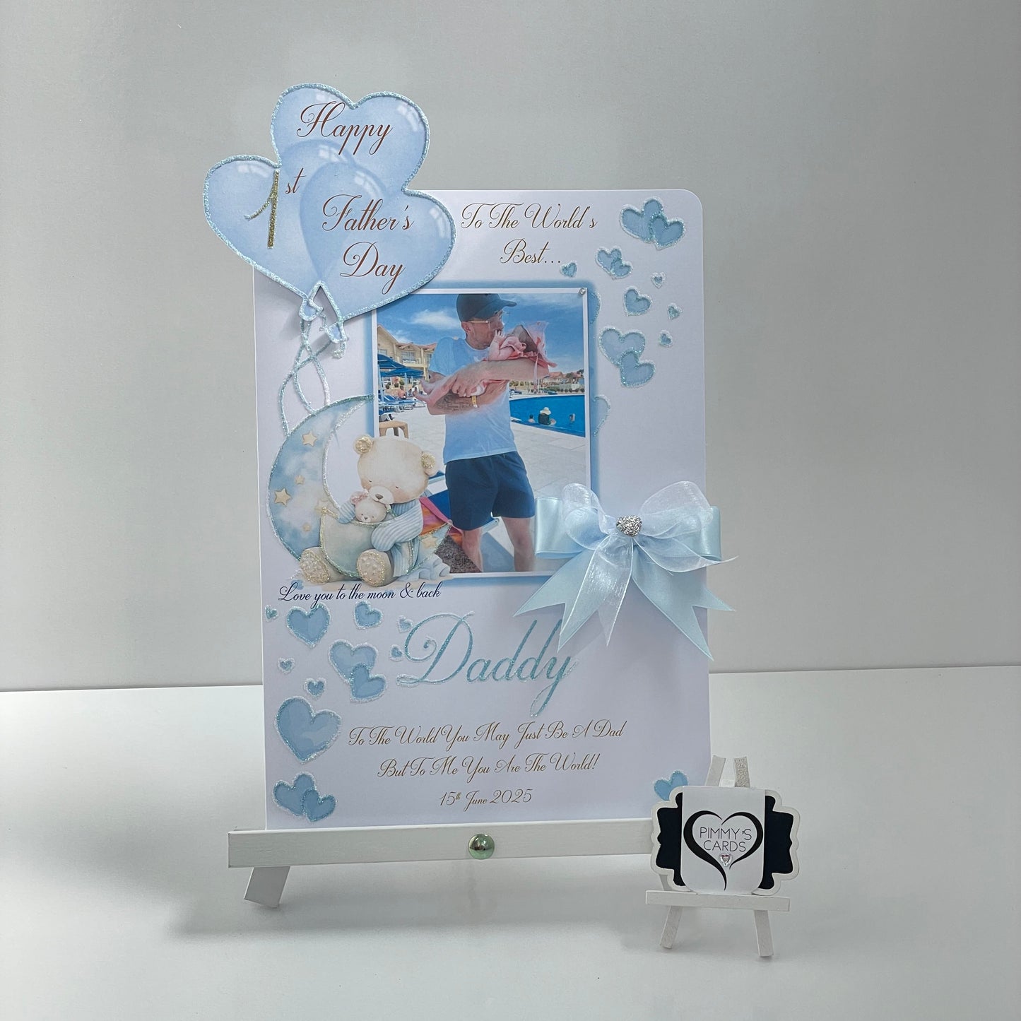 Love You To The Moon & Back Teddy Bears On The Moon Theme Photo 3D Pop Out Card- Father’s Day