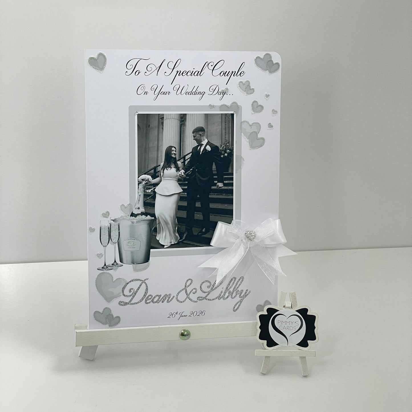 Silver Champagne Bucket Wedding Photo Card