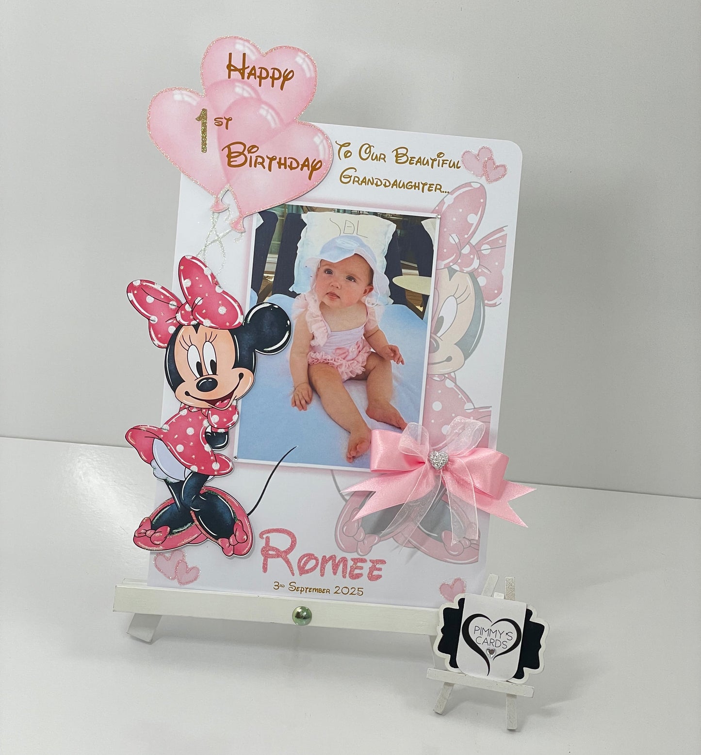 Minnie Mouse Pink Theme Photo 3D Pop Out Card