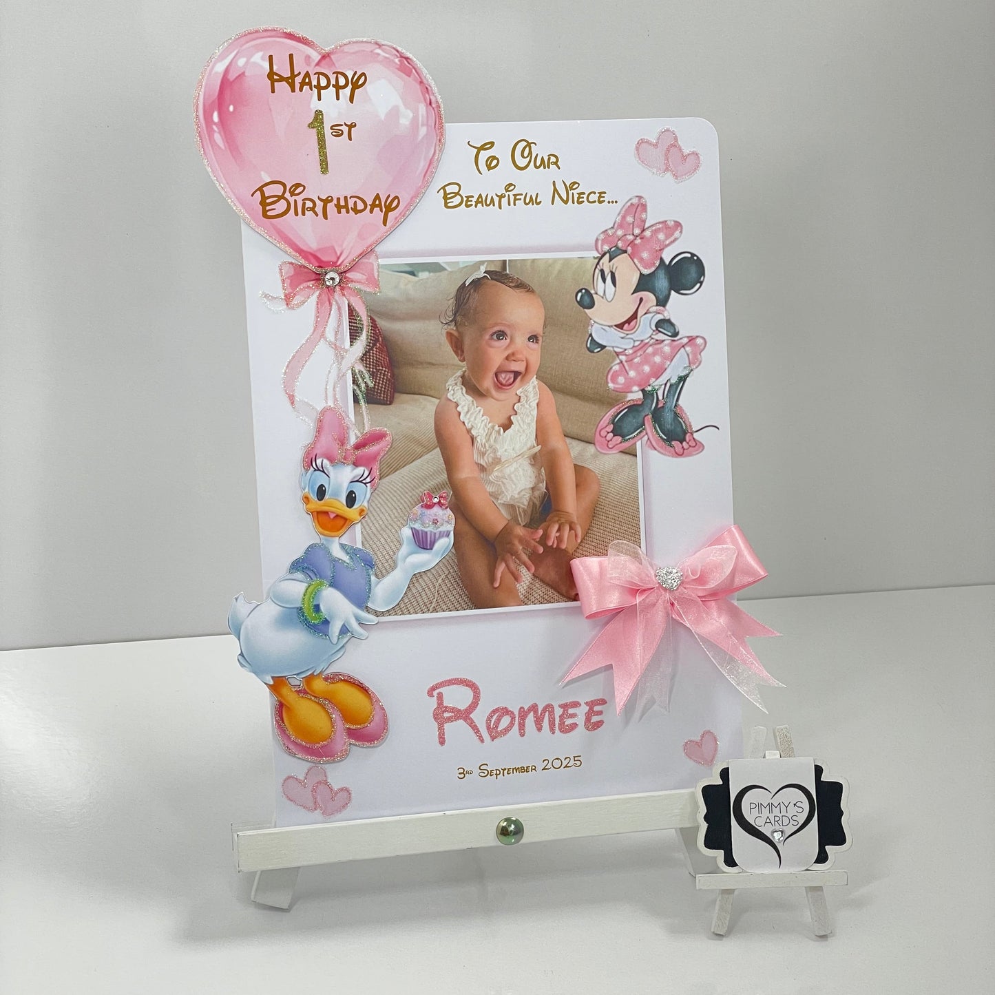 Daisy Duck & Minnie Mouse Pink Theme Photo 3D Pop Out Card
