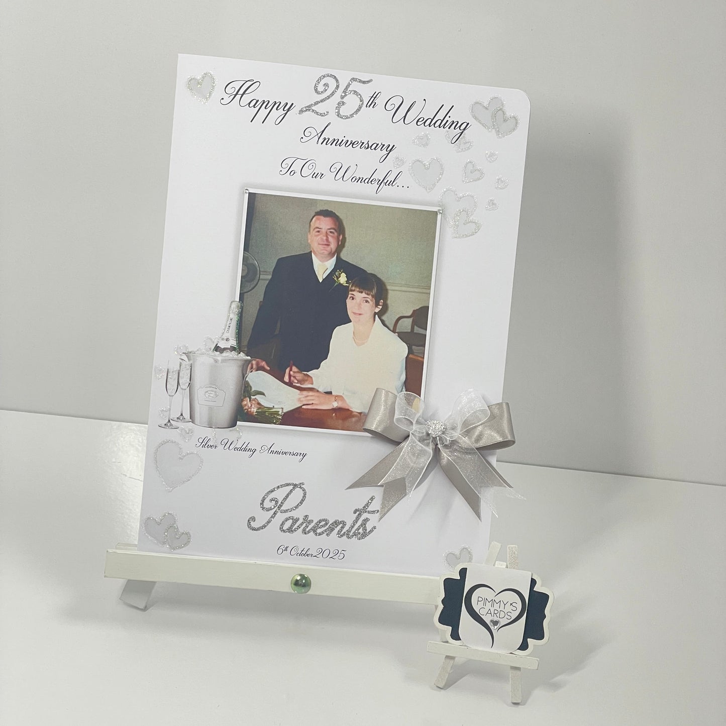 Silver Champagne Bucket Anniversary Photo Card