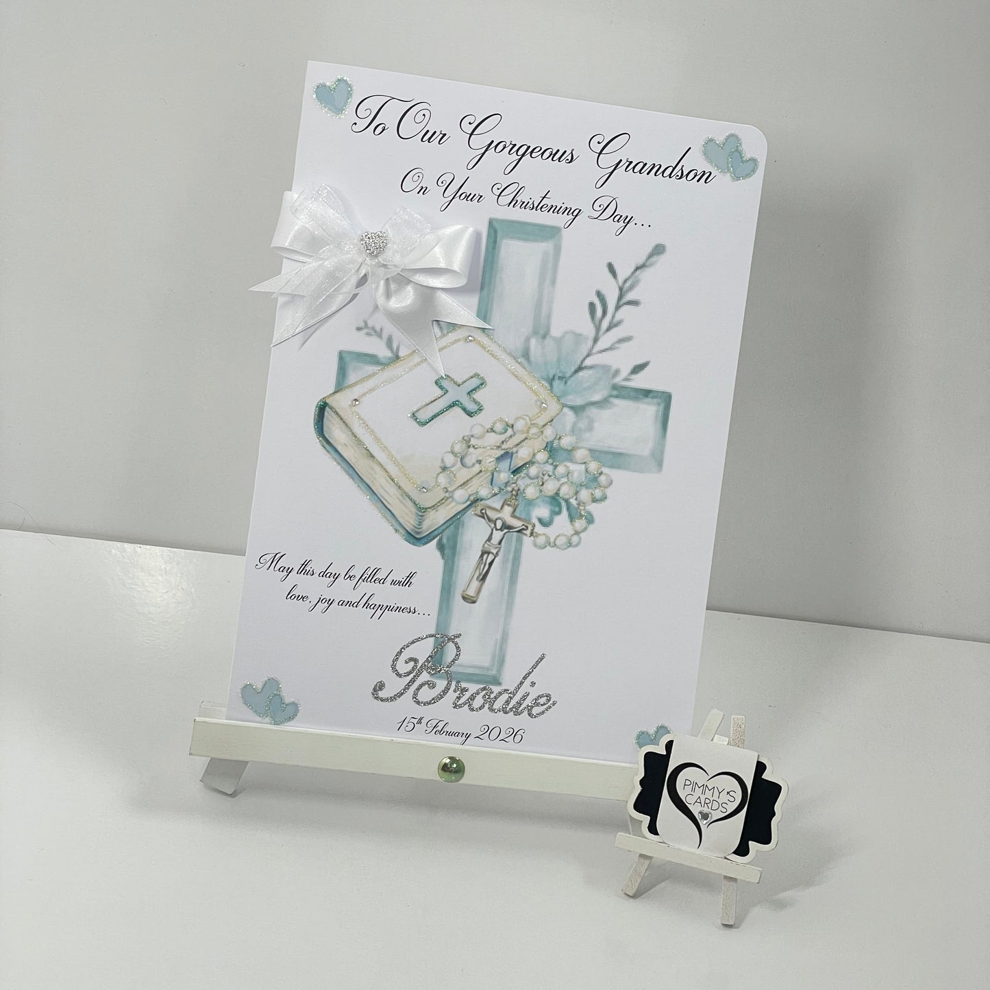 Christening Bible & Rosemary Beads Blue Theme